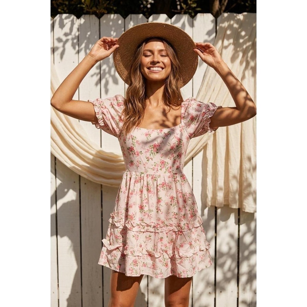 Altar'd State floral dress ruffled hem women's‎ small